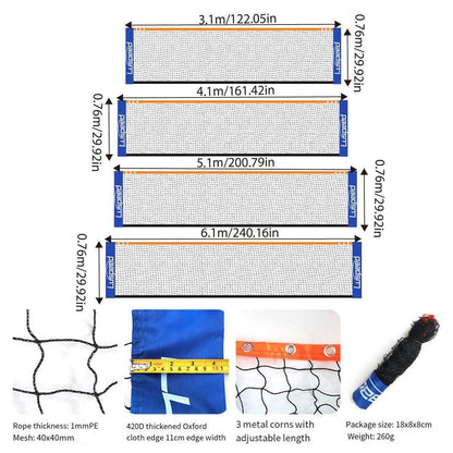 Portable Outdoor Badminton Net Set Easy Setup Adjustable Height Sports Equipment - 3.1M.