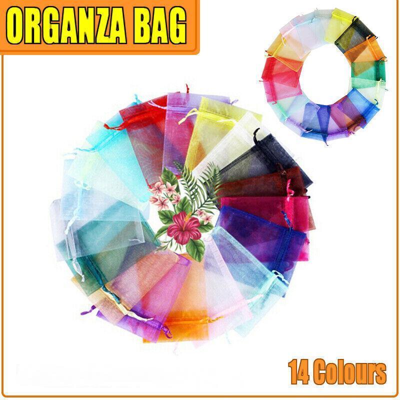 50PCS Organza Bag Sheer Bags Jewellery Wedding Candy Packaging Sheer Bags 10*15 cm - Gold/50PCS