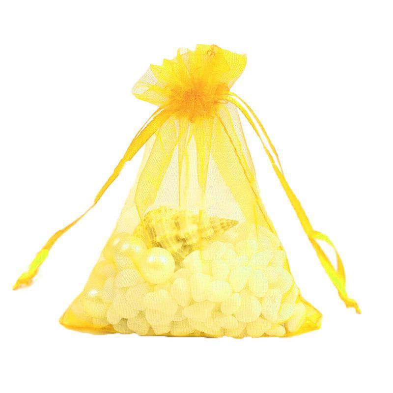 50PCS Organza Bag Sheer Bags Jewellery Wedding Candy Packaging Sheer Bags 10*15 cm - Yellow/50PCS