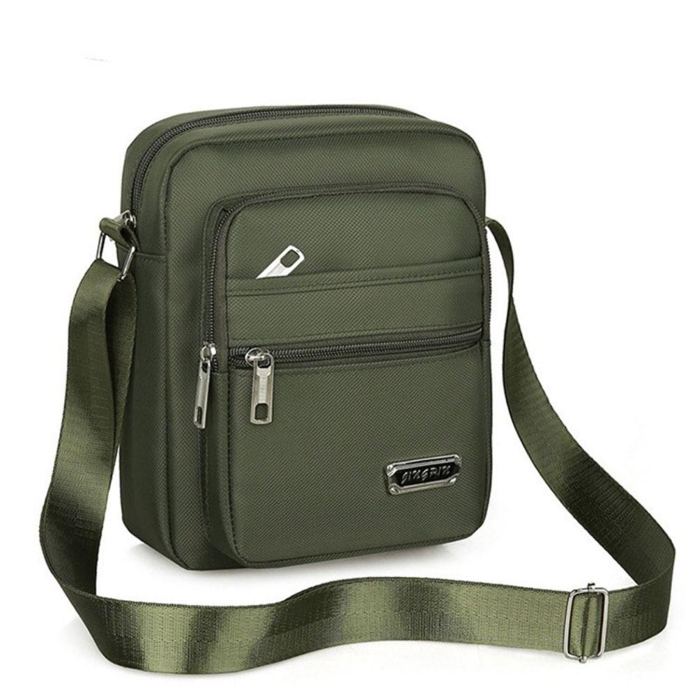 Mens Crossbody Shoulder Bag Travel Messenger Bag Casual Handbag for Boys and Men - Green-4 zippers