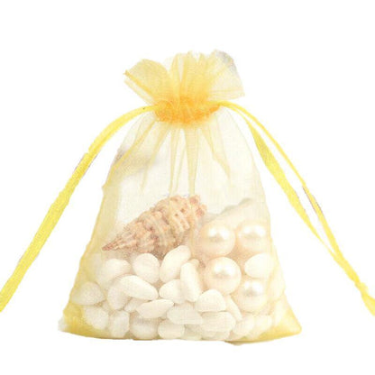 50 pcs Organza Bag Sheer Bags Jewellery Wedding Candy Packaging Sheer Bags 7*9 cm - Gold/50PCS