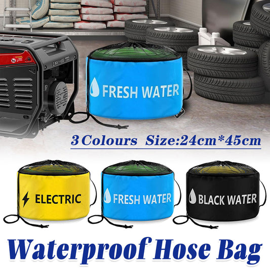 Hose Storage Bag Caravan Camping RV Cable Water Hose Electrical Cords Organizer - Blue.