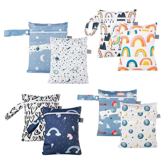 2Pcs/Set 18 X 25Cm Small Waterproof Wet Bag Stroller Hanging Organizer Bag - ES075-013.
