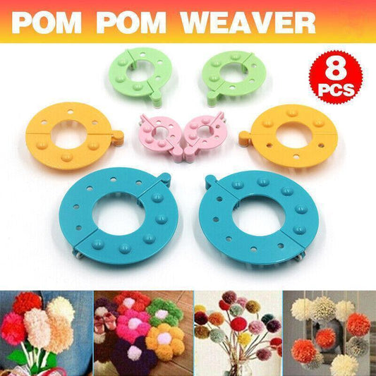 8Pcs Pompom Maker Kit 3.5/5.5/7/9Cm 4 Sizes Knitting L-Oom Diy Pom Pom Maker.