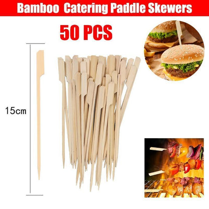 Bamboo Wooden Catering Paddle Skewers Disposable Finger Food Cocktail BBQ.