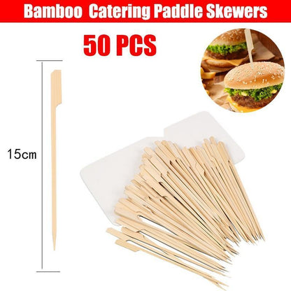 Bamboo Wooden Catering Paddle Skewers Disposable Finger Food Cocktail BBQ.