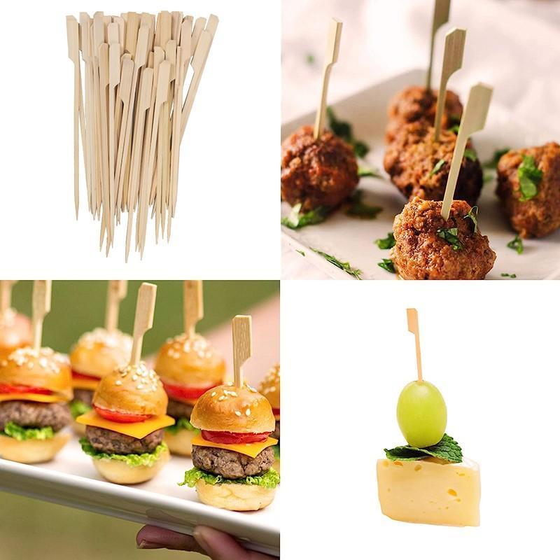 Bamboo Wooden Catering Paddle Skewers Disposable Finger Food Cocktail BBQ.
