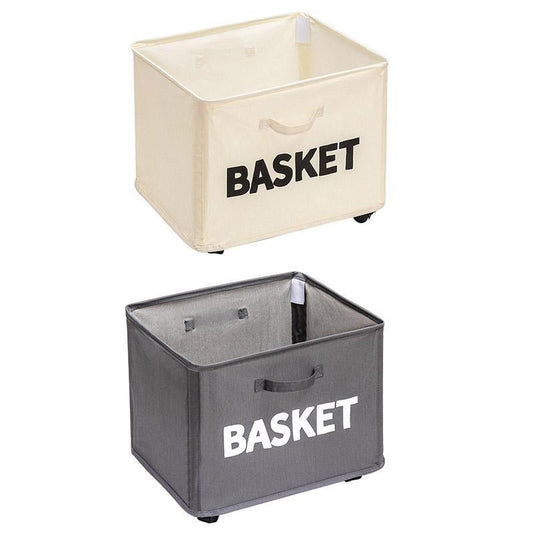 Rolling Storage Basket with Wheels for Under Desk or Shelf Organisation - Grey.