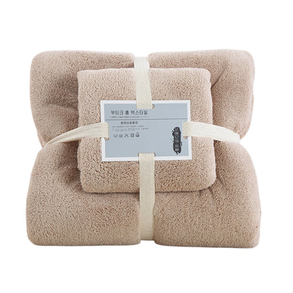 Coral Velvet Towel Set Bath Towels Soft Absorbent Quick Dry Face Hand Cloth Home - Blue