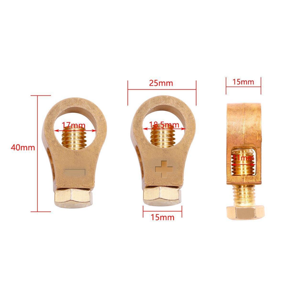 2 Pairs Cable Clamp Battery Clips Car Positive Negative Pure Copper Terminals.