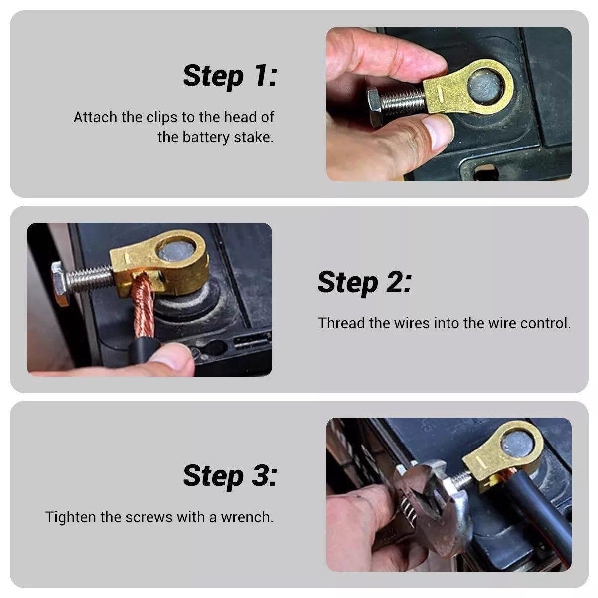 2 Pairs Cable Clamp Battery Clips Car Positive Negative Pure Copper Terminals.