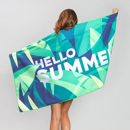 Sand Free XL Beach Towel + Bag Quick Dry Microfibre Compact Light Swimming - Blue zebra