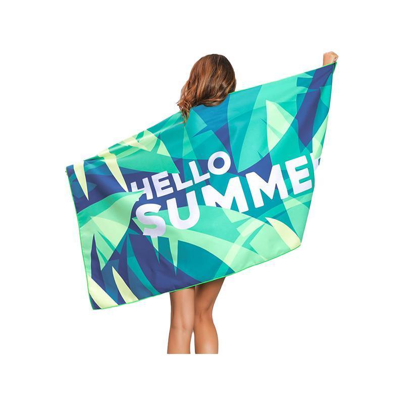 Sand Free XL Beach Towel + Bag Quick Dry Microfibre Compact Light Swimming - Pink flower leaf