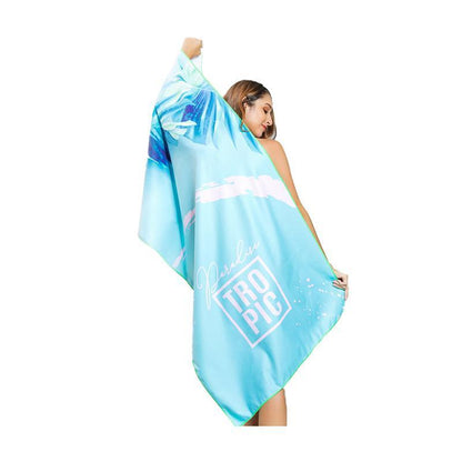 Sand Free XL Beach Towel + Bag Quick Dry Microfibre Compact Light Swimming - Stripe flamingo