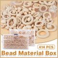 414pcs DIY Beading Kit Round Wooden Beads Set Craft Jewelry Supplies Home Decor.