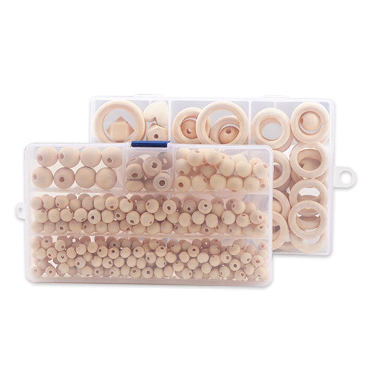 414pcs DIY Beading Kit Round Wooden Beads Set Craft Jewelry Supplies Home Decor.