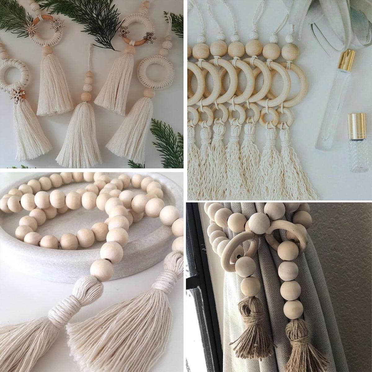 414pcs DIY Beading Kit Round Wooden Beads Set Craft Jewelry Supplies Home Decor.
