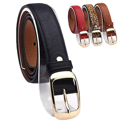 Ladies Leather Belt Classic Buckle Fashion Waist Strap for Jeans Dresses Casual - Leopard