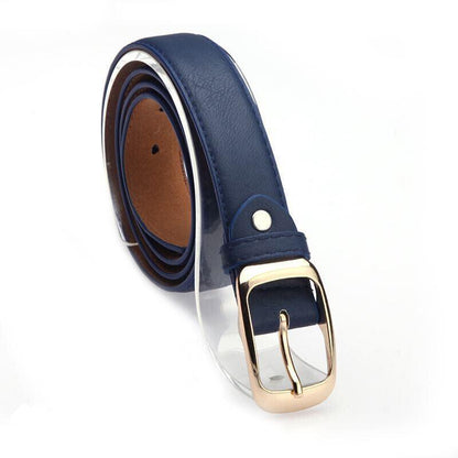 Ladies Leather Belt Classic Buckle Fashion Waist Strap for Jeans Dresses Casual - White
