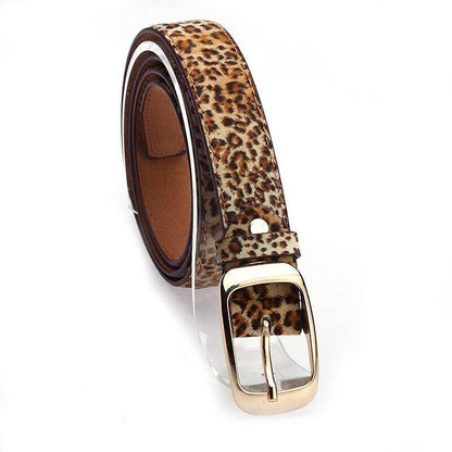 Ladies Leather Belt Classic Buckle Fashion Waist Strap for Jeans Dresses Casual - White