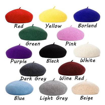 Women Ladies Beanie Wool French Beret Newsboy Hat Cap Winter Warm Hats Girls - Borland
