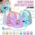 Silicone Waterproof Feeding Bib Apron with Pouch Easy to Clean Smock for Mealtime Use - Puppy.