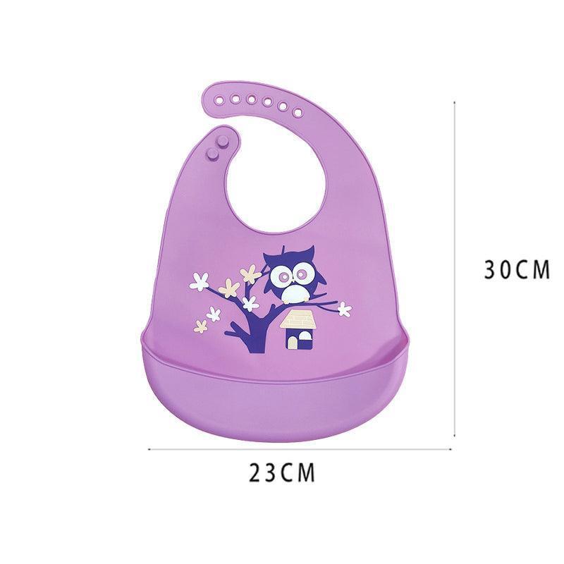 Silicone Waterproof Feeding Bib Apron with Pouch Easy to Clean Smock for Mealtime Use - Puppy.