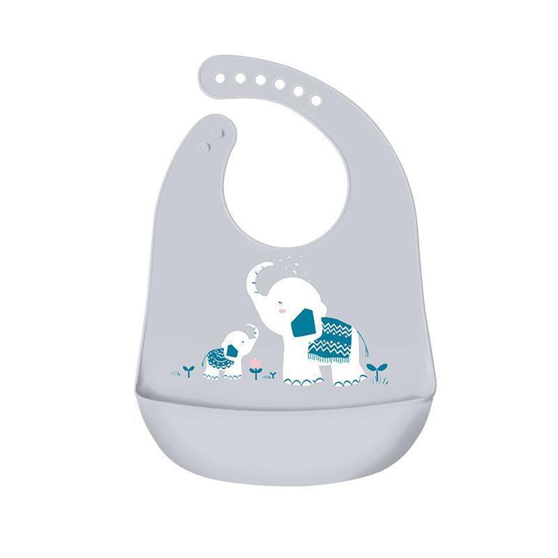 Silicone Waterproof Feeding Bib Apron with Pouch Easy to Clean Smock for Mealtime Use - Puppy.