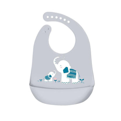 Silicone Waterproof Feeding Bib Apron with Pouch Easy to Clean Smock for Mealtime Use - Puppy.