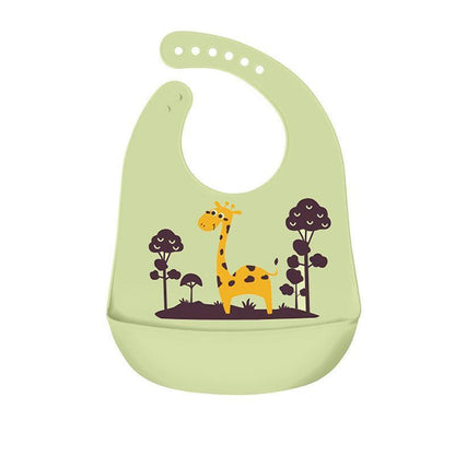 Silicone Waterproof Feeding Bib Apron with Pouch Easy to Clean Smock for Mealtime Use - Puppy.