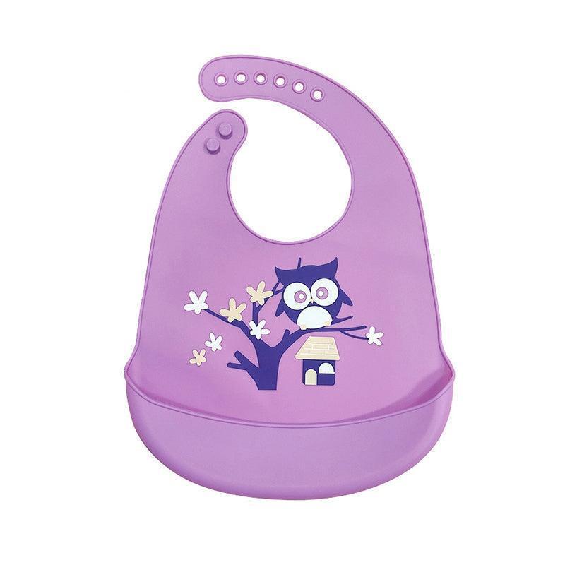 Silicone Waterproof Feeding Bib Apron with Pouch Easy to Clean Smock for Mealtime Use - Puppy.
