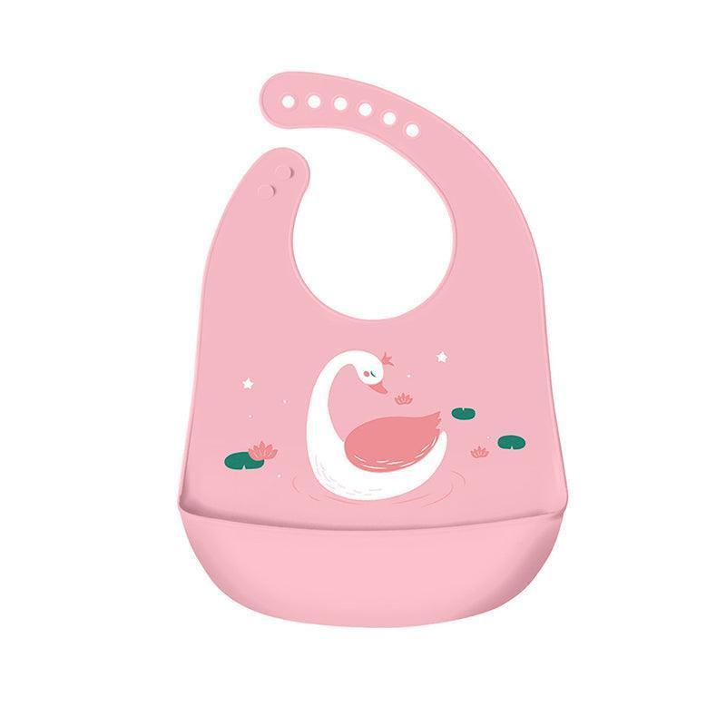 Silicone Waterproof Feeding Bib Apron with Pouch Easy to Clean Smock for Mealtime Use - Puppy.