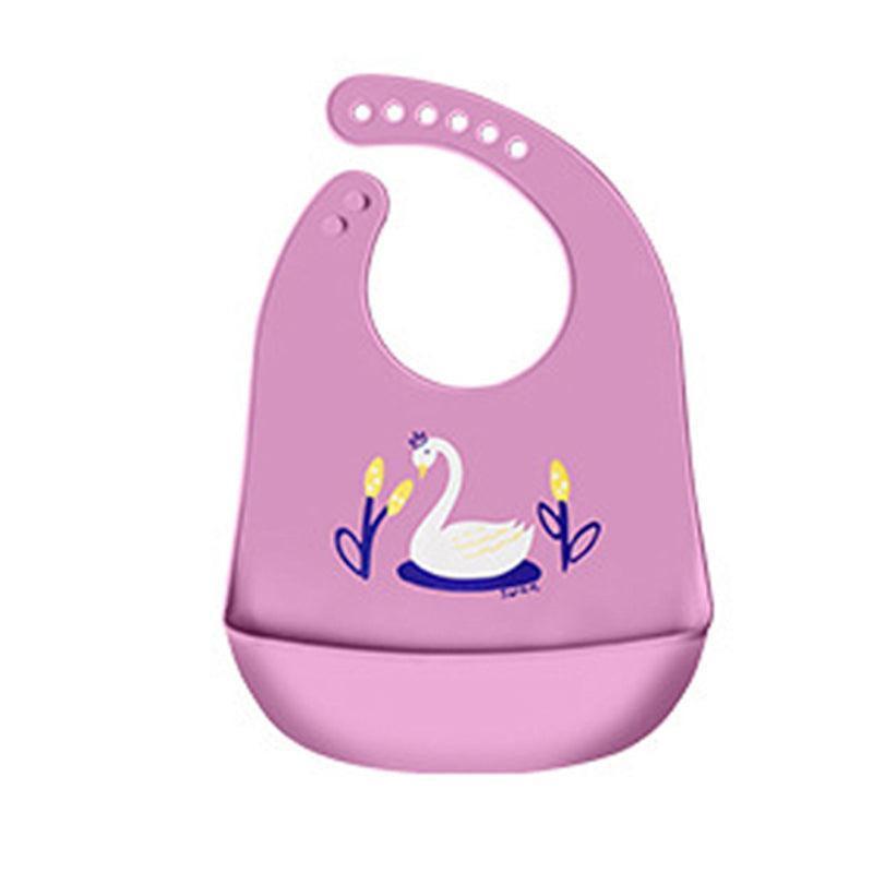Silicone Waterproof Feeding Bib Apron with Pouch Easy to Clean Smock for Mealtime Use - Puppy.