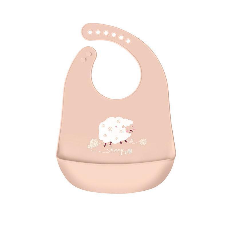 Silicone Waterproof Feeding Bib Apron with Pouch Easy to Clean Smock for Mealtime Use - Puppy.