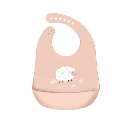 Silicone Waterproof Feeding Bib Apron with Pouch Easy to Clean Smock for Mealtime Use - Puppy.