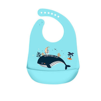 Silicone Waterproof Feeding Bib Apron with Pouch Easy to Clean Smock for Mealtime Use - Puppy.