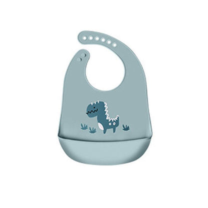 Silicone Waterproof Feeding Bib Apron with Pouch Easy to Clean Smock for Mealtime Use - Puppy.