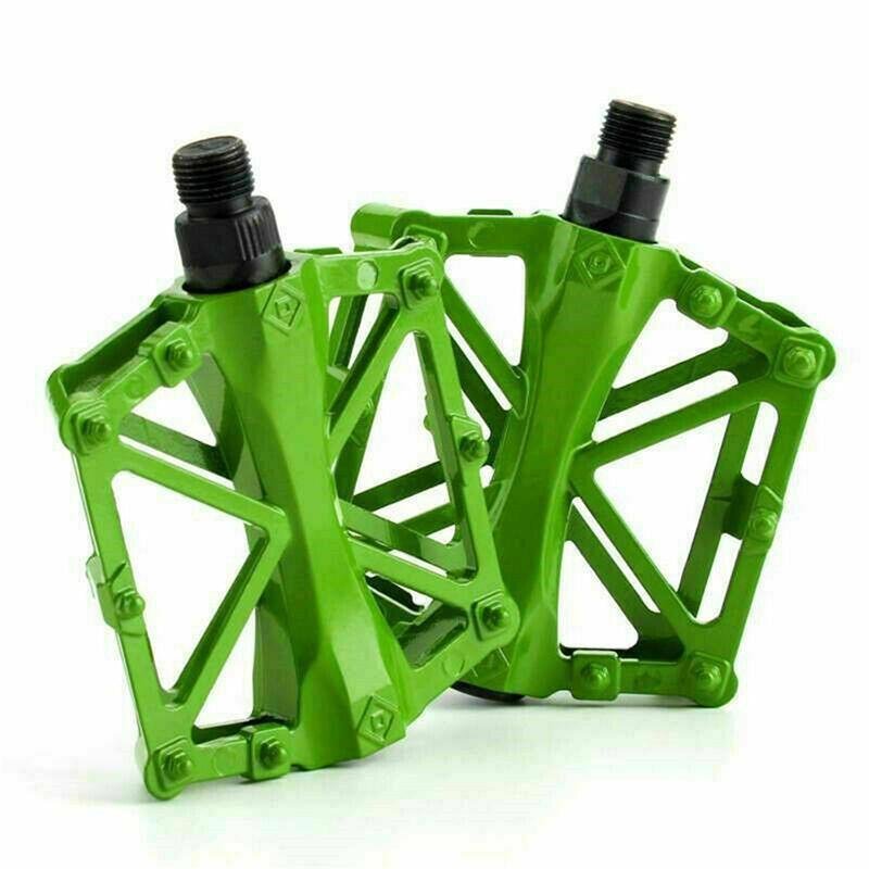 Bike Pedals Alloy Mountain Road MTB Colored Bicycle Nonslip Cycling Pedals 9/16" - Green.