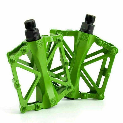 Bike Pedals Alloy Mountain Road MTB Colored Bicycle Nonslip Cycling Pedals 9/16" - Green.
