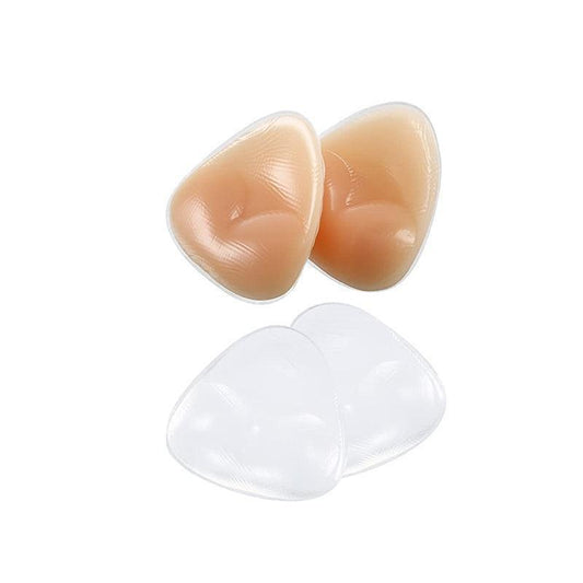 Triangle Push-Up Silicone Bra Inserts Breasts Pad Bikini Bra Cleavage Enhancers - Beige-Small.