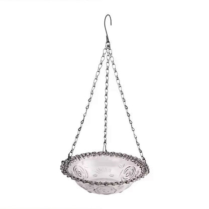 Balcony Bird Feeder Hanging Rail Mount Outdoor Suspended Feeding Station Garden - Blue