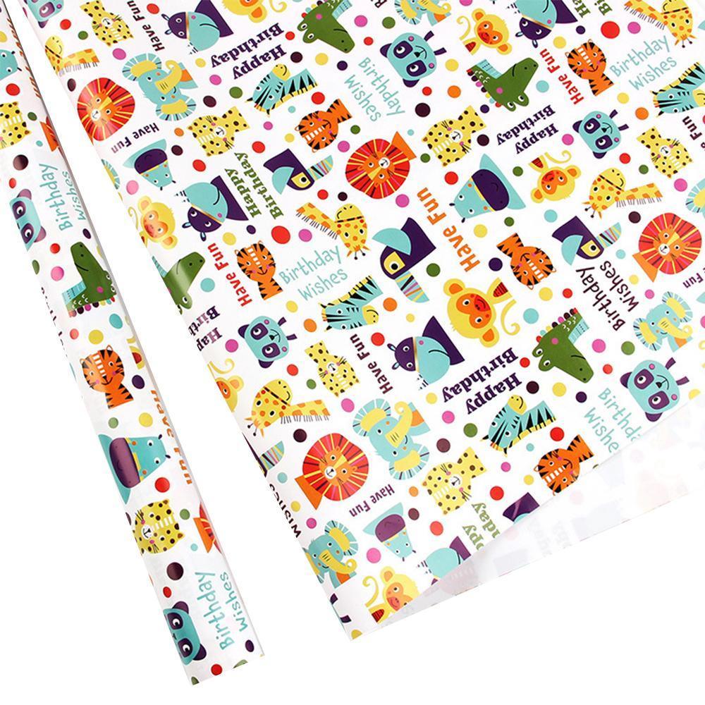 20pcs Cute Animal Cartoon Gift Wrapping Paper for Toys Bookskin and Crafts - Striped Birthday-20PCS