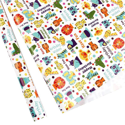 20pcs Cute Animal Cartoon Gift Wrapping Paper for Toys Bookskin and Crafts - Striped Birthday-20PCS