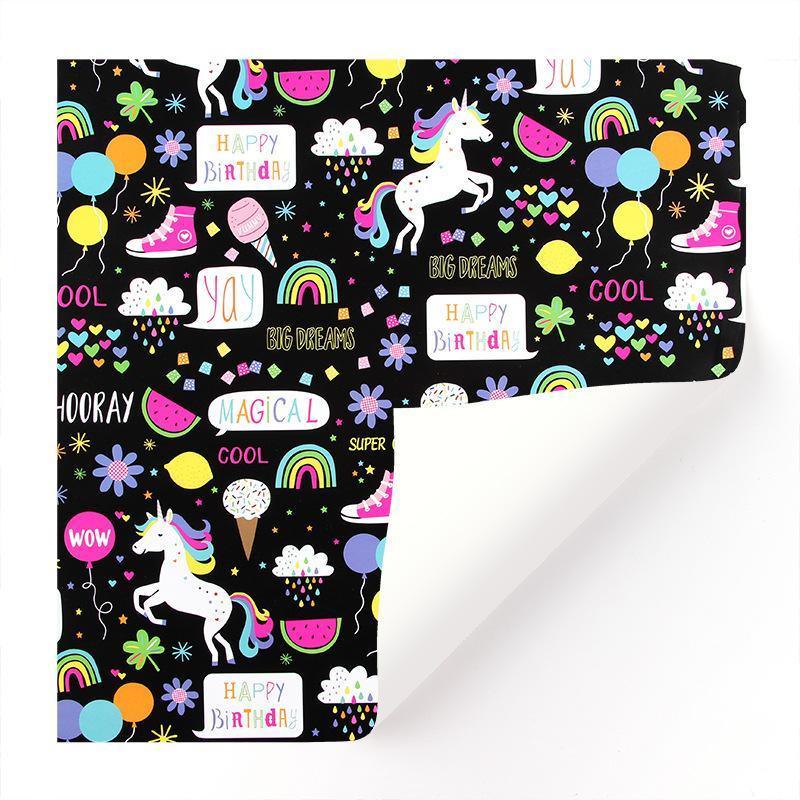 20pcs Cute Animal Cartoon Gift Wrapping Paper for Toys Bookskin and Crafts - Striped Birthday-20PCS