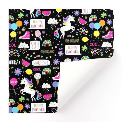 20pcs Cute Animal Cartoon Gift Wrapping Paper for Toys Bookskin and Crafts - Striped Birthday-20PCS