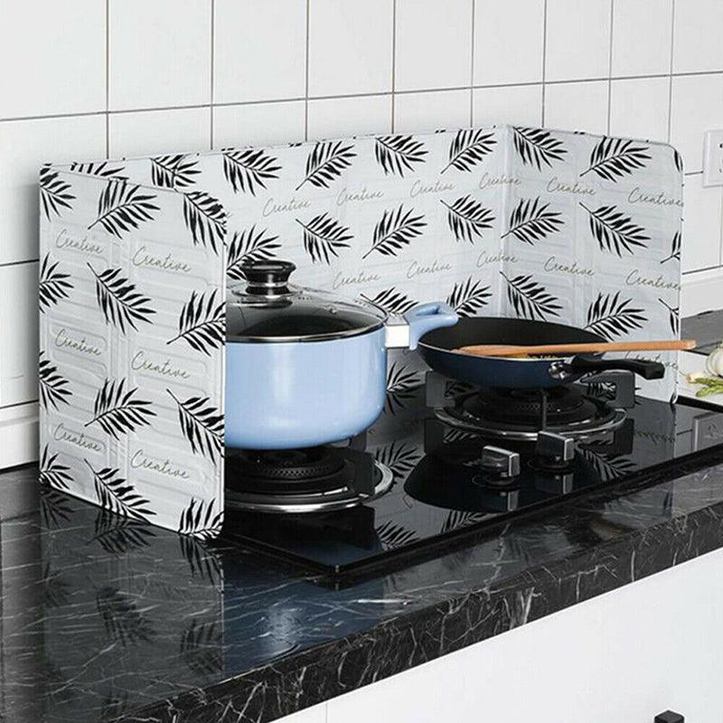 Kitchen Oil Splash Guard Wall Foil Protector Stove Cover Removable Baffle Screen - Black Rabbit