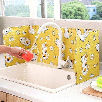 Kitchen Oil Splash Guard Wall Foil Protector Stove Cover Removable Baffle Screen - Black Rabbit
