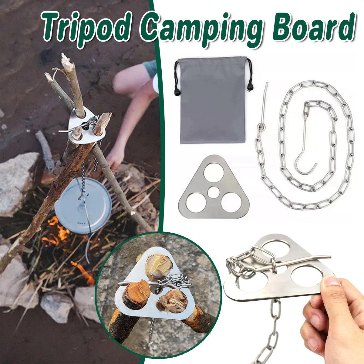 Outdoor Bonfire Rack Hanging Pot Picnic Fire Stand Stainless Steel Portable Foldable Tripod.