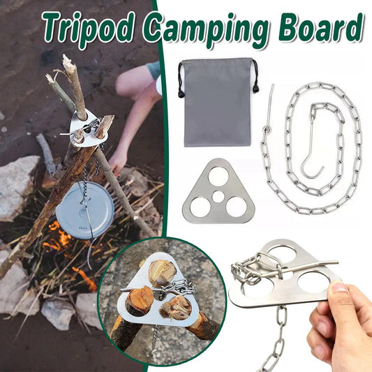 Outdoor Bonfire Rack Hanging Pot Picnic Fire Stand Stainless Steel Portable Foldable Tripod.