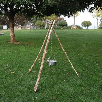 Outdoor Bonfire Rack Hanging Pot Picnic Fire Stand Stainless Steel Portable Foldable Tripod.